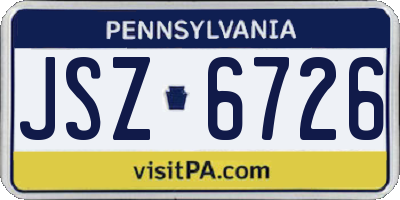 PA license plate JSZ6726