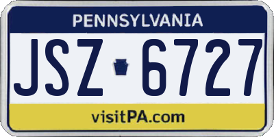 PA license plate JSZ6727