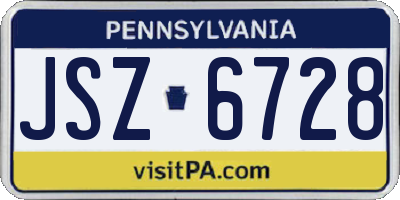 PA license plate JSZ6728
