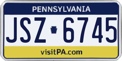 PA license plate JSZ6745