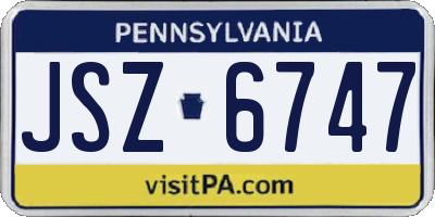 PA license plate JSZ6747