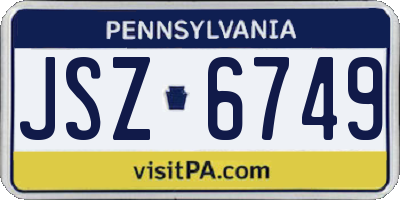 PA license plate JSZ6749