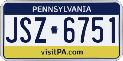 PA license plate JSZ6751