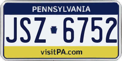 PA license plate JSZ6752