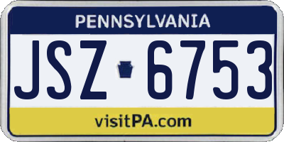 PA license plate JSZ6753
