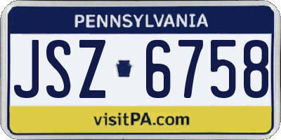 PA license plate JSZ6758