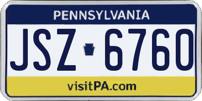 PA license plate JSZ6760