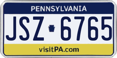 PA license plate JSZ6765