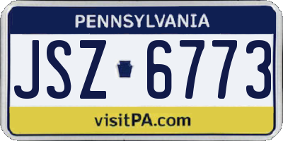 PA license plate JSZ6773