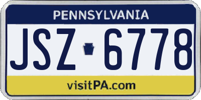 PA license plate JSZ6778