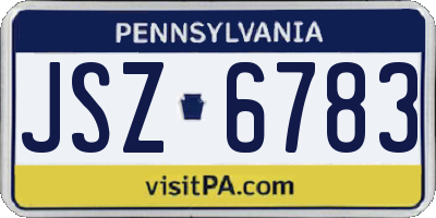 PA license plate JSZ6783