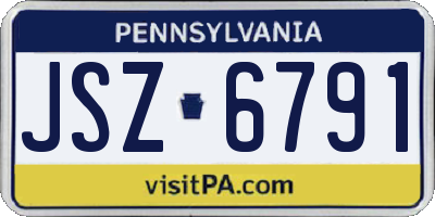 PA license plate JSZ6791