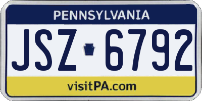 PA license plate JSZ6792