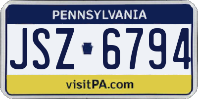 PA license plate JSZ6794