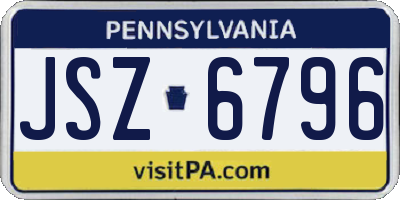 PA license plate JSZ6796