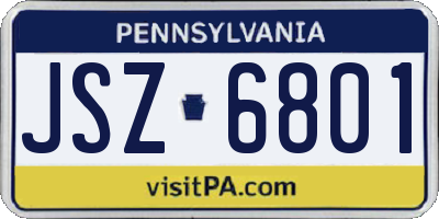 PA license plate JSZ6801