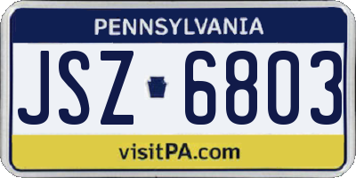 PA license plate JSZ6803