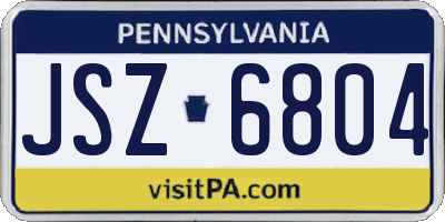 PA license plate JSZ6804