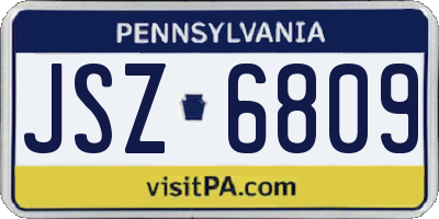 PA license plate JSZ6809