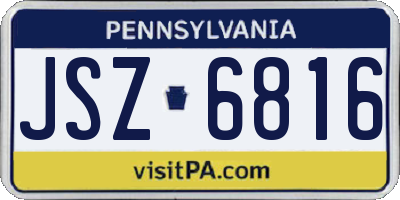 PA license plate JSZ6816