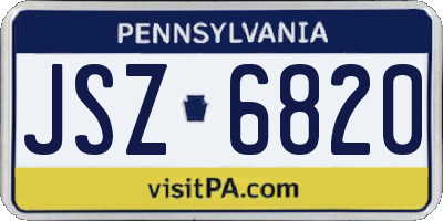 PA license plate JSZ6820