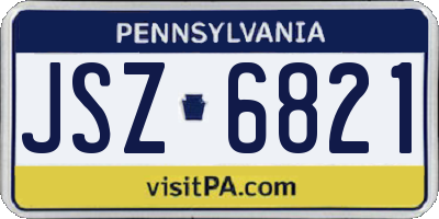 PA license plate JSZ6821