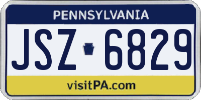 PA license plate JSZ6829