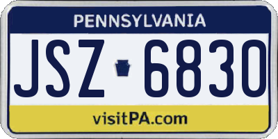 PA license plate JSZ6830