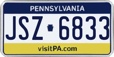 PA license plate JSZ6833