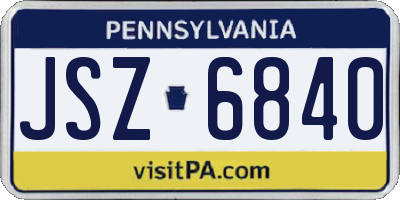PA license plate JSZ6840