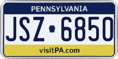 PA license plate JSZ6850