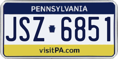 PA license plate JSZ6851