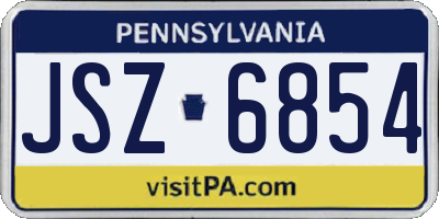 PA license plate JSZ6854