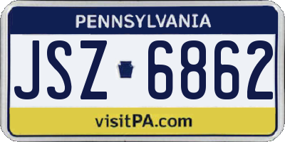 PA license plate JSZ6862