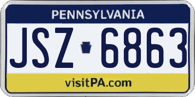 PA license plate JSZ6863