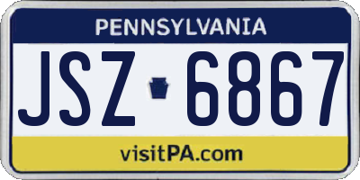 PA license plate JSZ6867