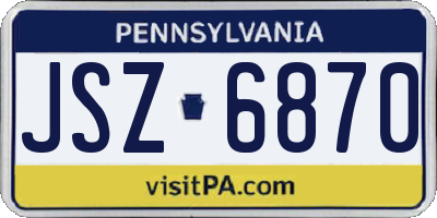 PA license plate JSZ6870