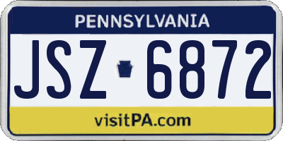PA license plate JSZ6872