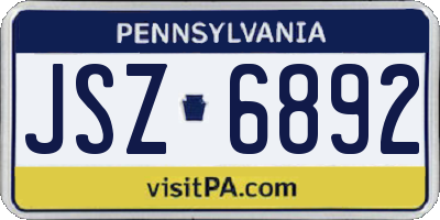 PA license plate JSZ6892
