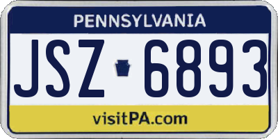 PA license plate JSZ6893