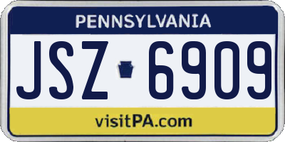 PA license plate JSZ6909