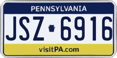 PA license plate JSZ6916