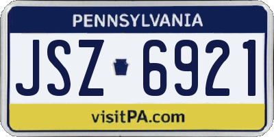 PA license plate JSZ6921