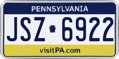 PA license plate JSZ6922