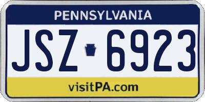 PA license plate JSZ6923