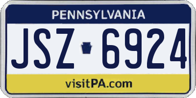 PA license plate JSZ6924