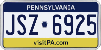 PA license plate JSZ6925