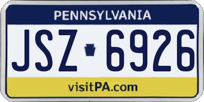 PA license plate JSZ6926