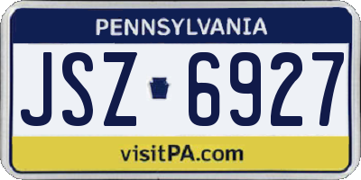 PA license plate JSZ6927