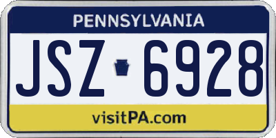 PA license plate JSZ6928